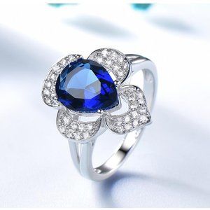 PEAR SHAPE SAPPHIRE BLUE CUBIC ZIRCONIA RING